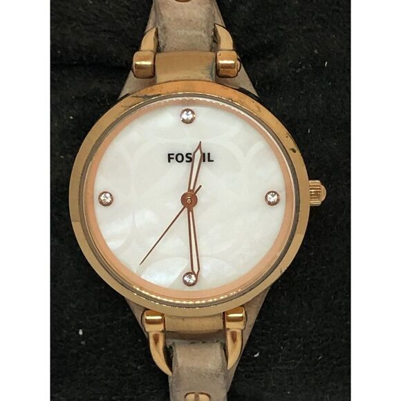 Fossil ES3151 Women's Tan Leather Analog Dial Quartz Genuine Wrist Watch DV136 - Picture 2 of 9